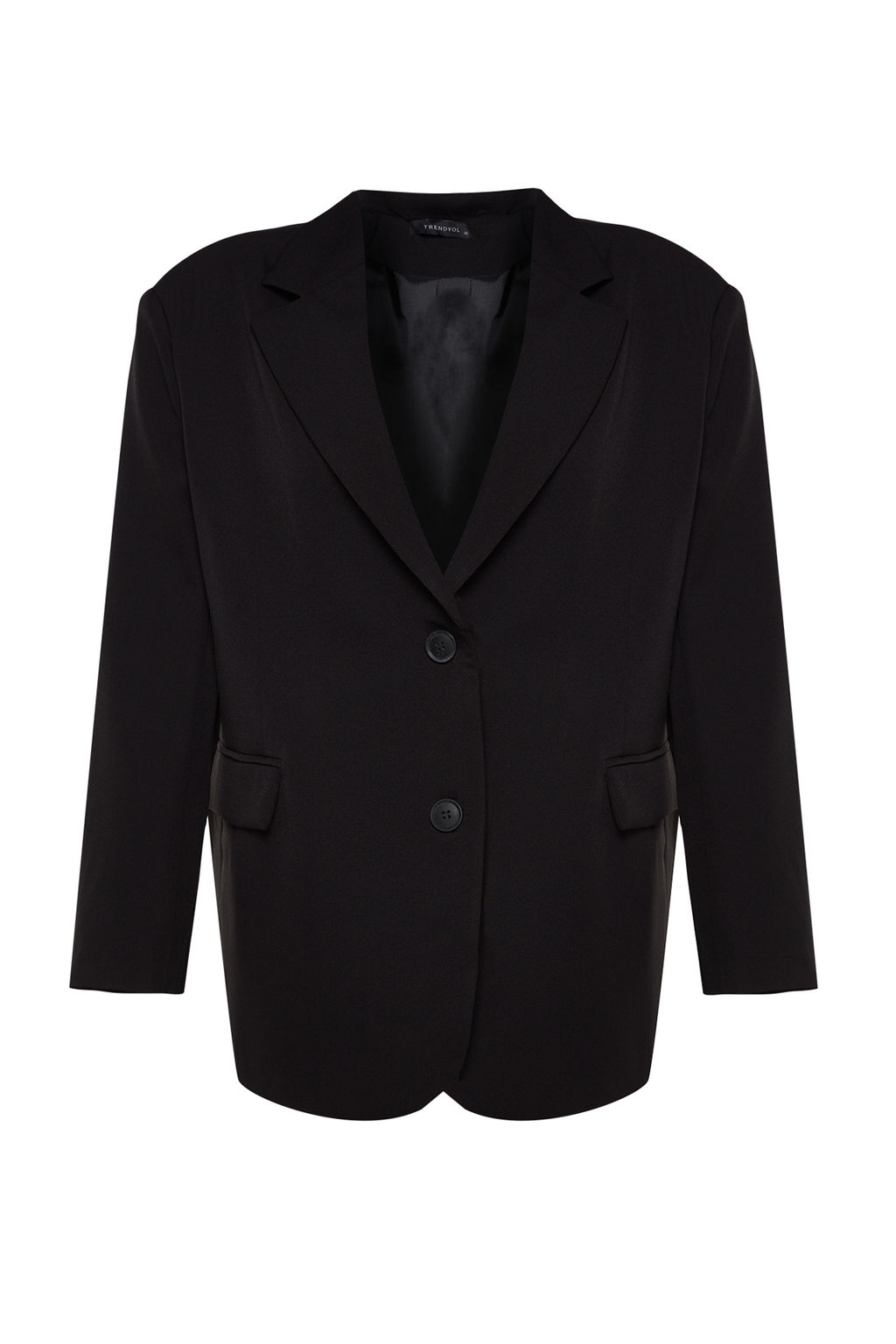 Siyah Dokuma Ekstra Oversize Blazer Ceket TWOAW24BC00107