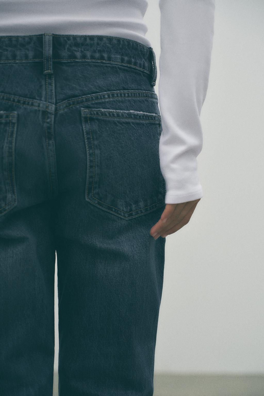 HIGH-WAIST TRF STOVE PIPE FOLDED JEANS - Zara фото 4