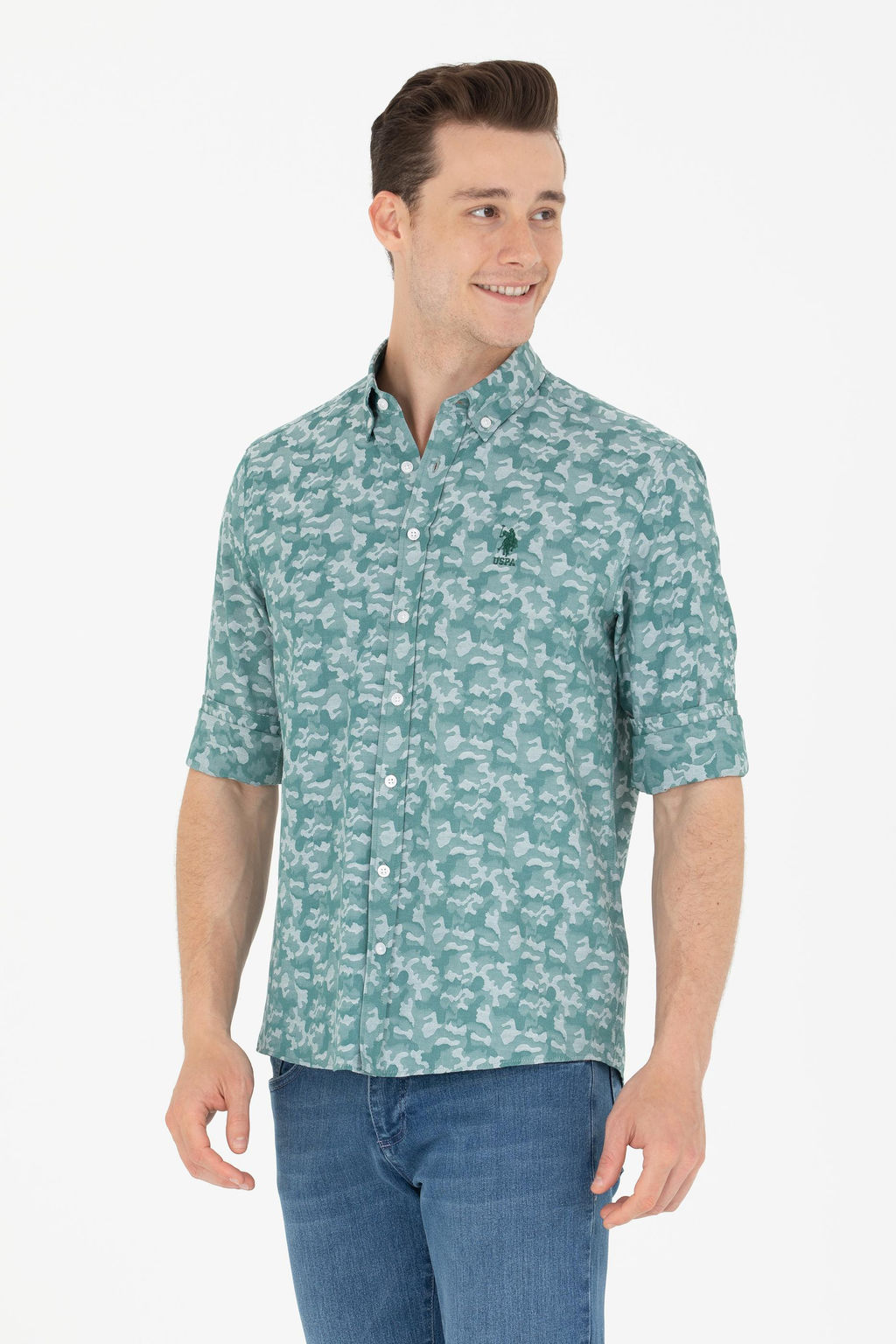 U. S. Polo Assn Мужская рубашка цвета хаки с длинным рукавом - U.s. polo assn фото 3