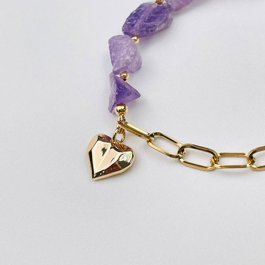 Браслет на цепочке с Аметистом 17,5 см
