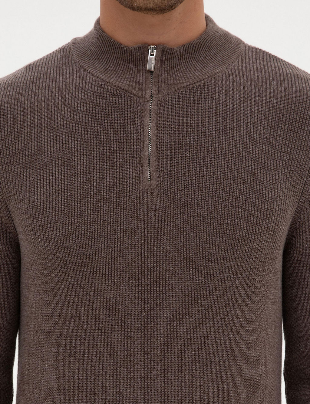 Vizon Melanj Slim Fit Dik Yaka Fermuarl_ Triko Kazak - Pierre cardin фото 6