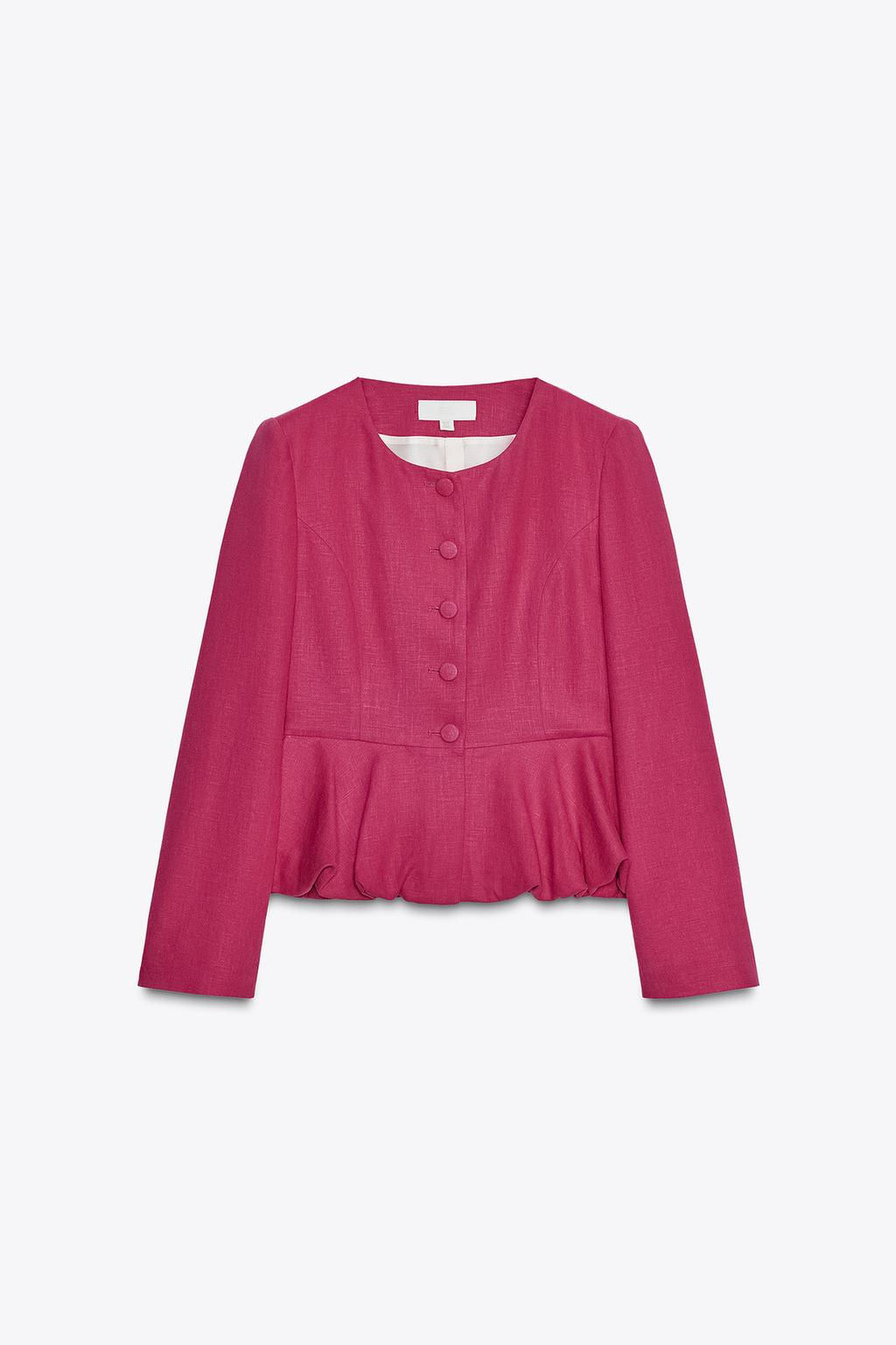 LINEN BLEND PEPLUM BLAZER - Zara фото 4