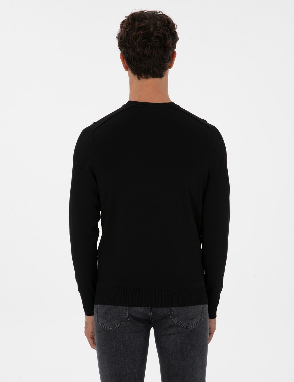 Siyah Slim Fit Bisiklet Yaka Triko Kazak - Pierre cardin фото 5