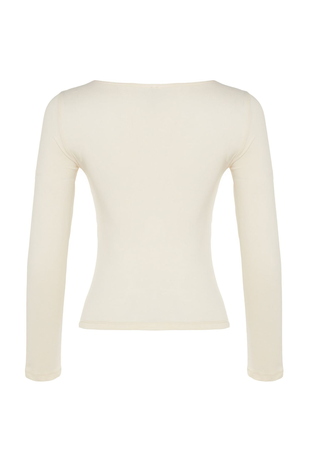 Tas Pamuklu Esnek Kay?k Yaka Fitted/Vucuda Oturan Esnek Orme Bluz TWOAW24BZ00166