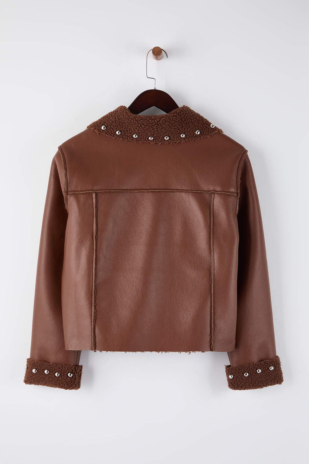 Ac?k Kahverengi Regular Kal?p Troklu Pelus Suni Deri Mont TWOAW26MO00163 - Trendyolmilla фото 9