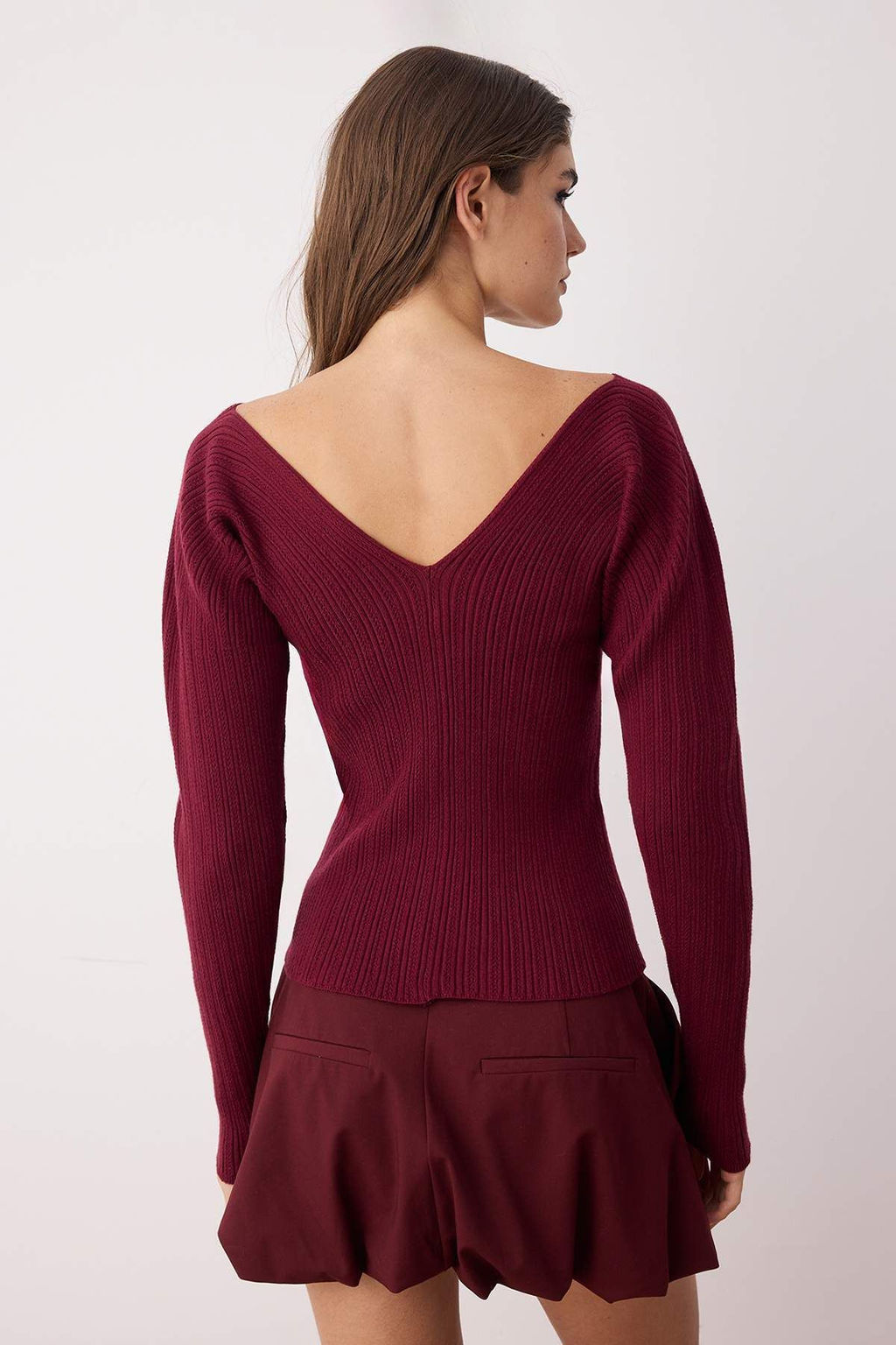 Bordo Premium Iplik/Ozel Iplik Ajur Detayl? Triko Kazak TWOAW26KZ00027 - Trendyolmilla фото 4