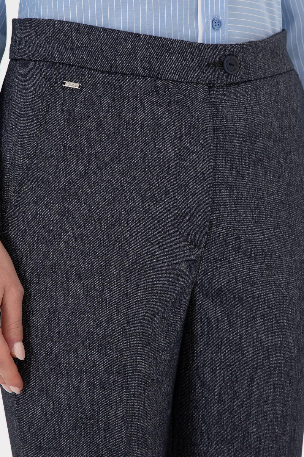 Kad_n _ndigo Slim Flare Fit Kanvas Pantolon