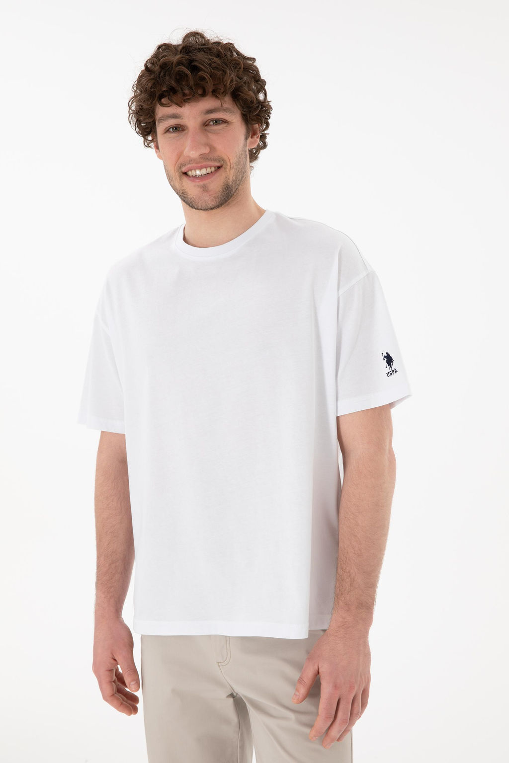 Erkek Oversize Fit Bisiklet Yaka Beyaz Ti__rt Sepette S_rpriz _ndirim - U.s. polo assn фото 4