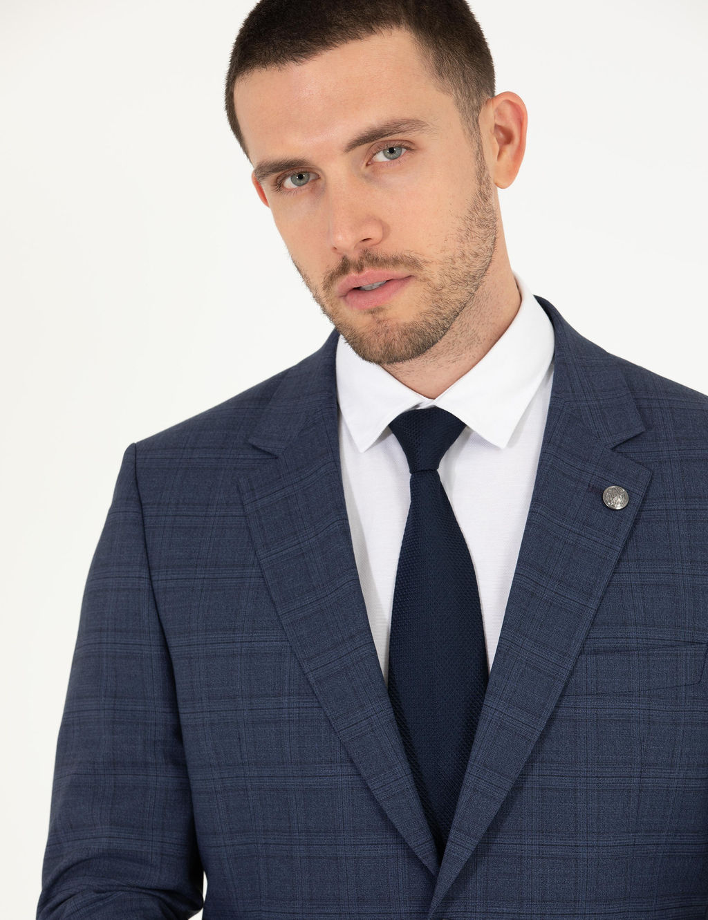 Ekose _ndigo Slim Fit Tak_m Elbise