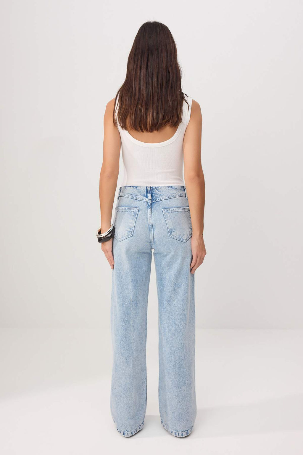 Gri Trok Detayl? Normal Bel %100 Pamuk Wide Leg Jeans TWOSS26JE00051 - Trendyolmilla фото 12
