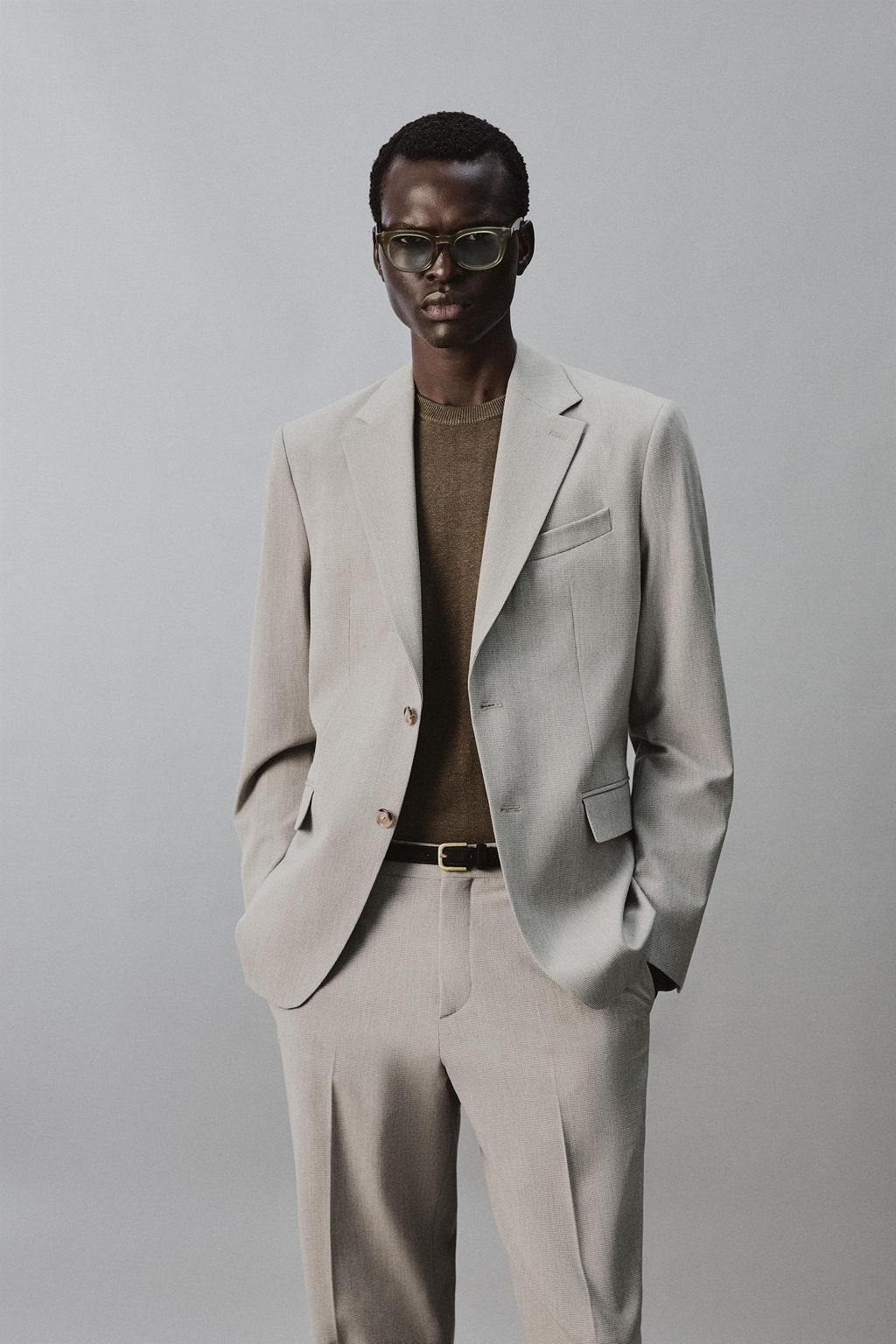 BLAZER REGULAR FIT TRAJE ESTRUCTURA / Beige