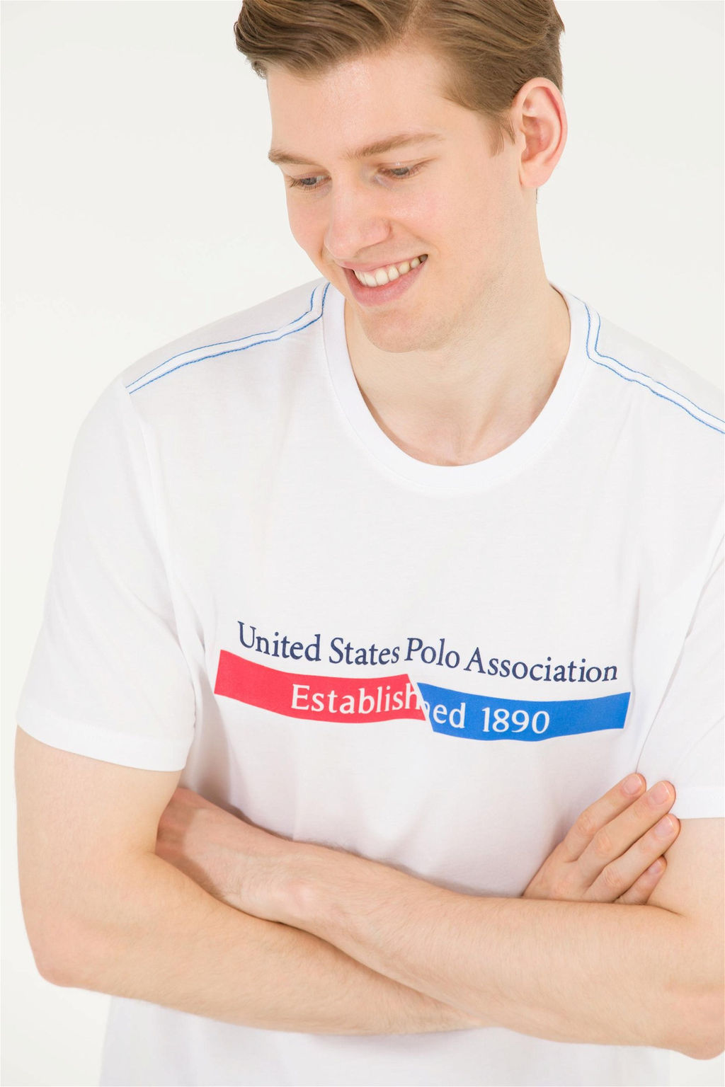 Мужская белая футболка с круглым вырезом - U.s. polo assn фото 9