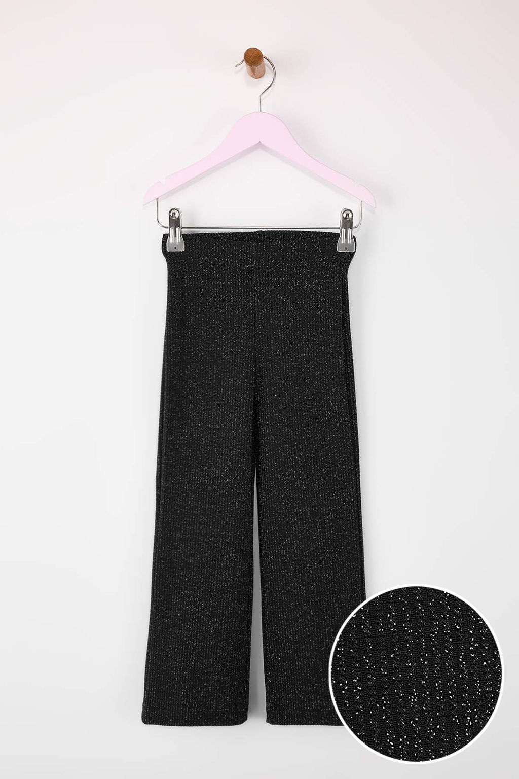 Siyah Simli Parlak Dokulu K?z Cocuk Orme Pantolon TKDAW26PL00006 - Trendyolmilla фото 2