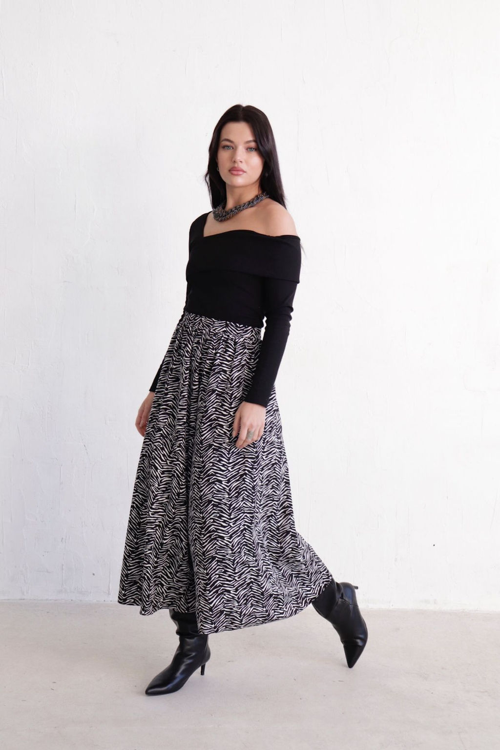 11314 Юбка А-силуэта чёрно-белая - Martichelli фото 16