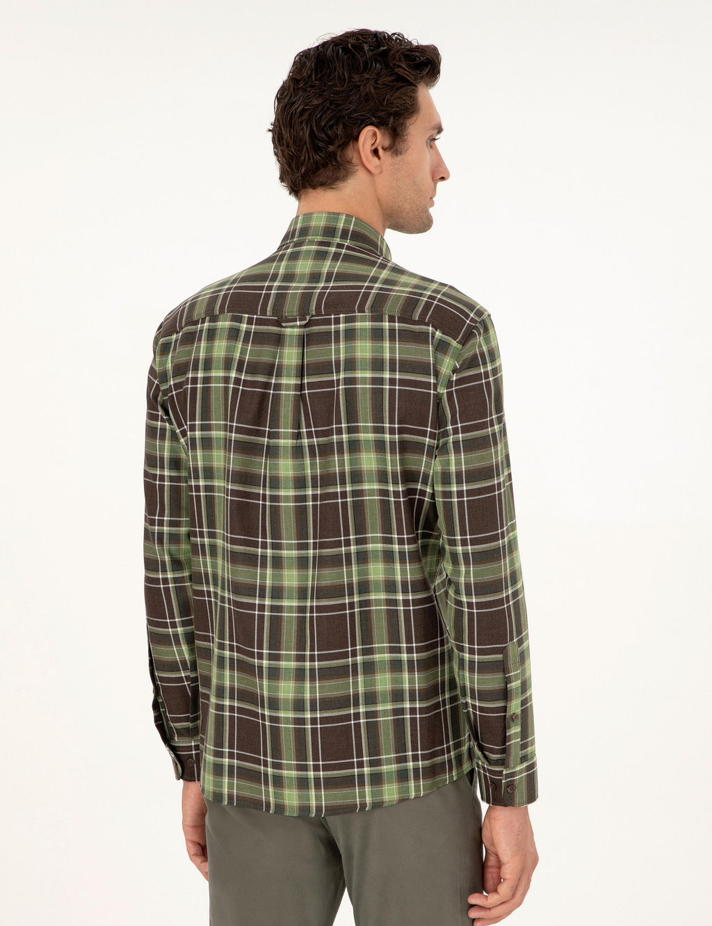 Светло-зеленая рубашка обычного кроя в шотландскую клетку - Cacharel фото 5