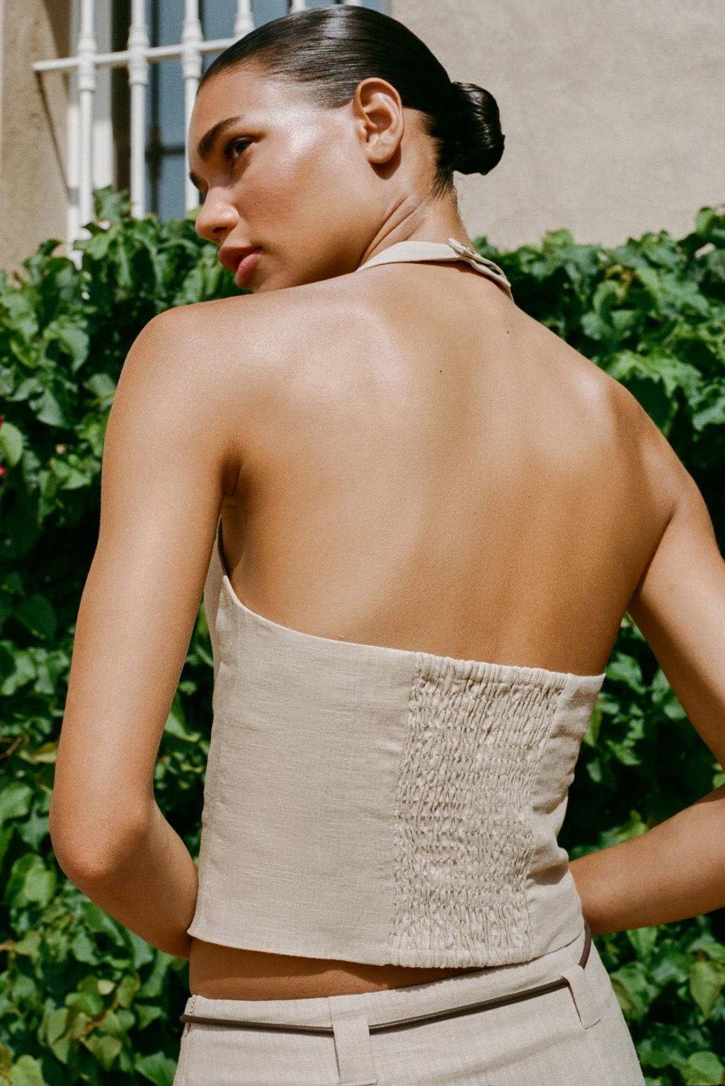 LINEN BLEND HALTER TOP - Zara фото 3
