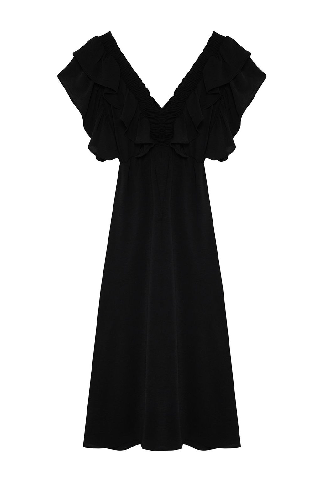 Siyah Duz A Kesim Volanl? Dokuma Elbise TWOSS24EL01053 - Trendyolmilla фото 8