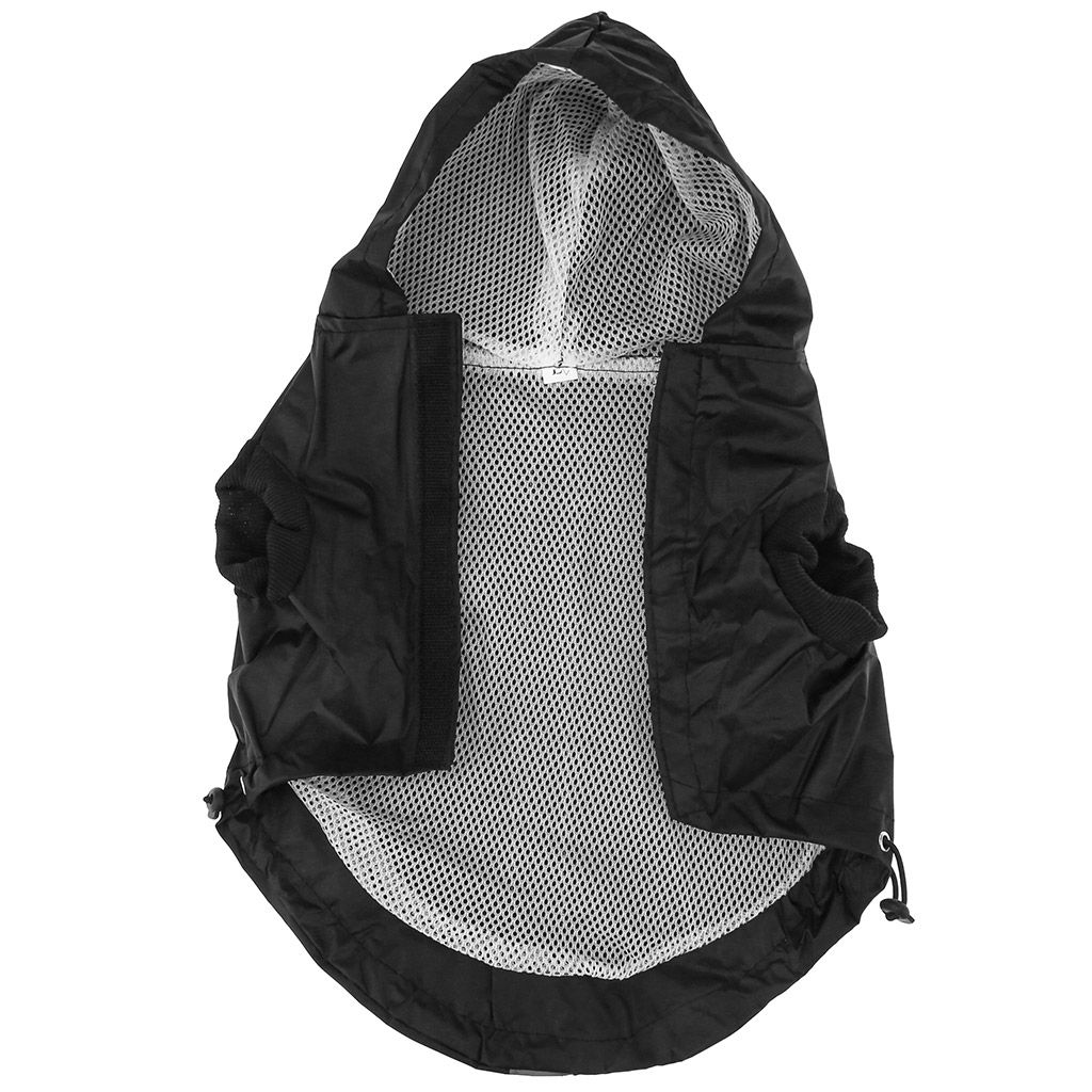 Пэт тойс (Pet toys) Одежда для собаки Плащ с капюшоном, на липучке, светоотражающая полоска, р-р L, длина спинки 30см/обхват груди 44см/обхват шеи 32см, цвет-черный, плащевка (Китай) - Домашняя мода фото 6