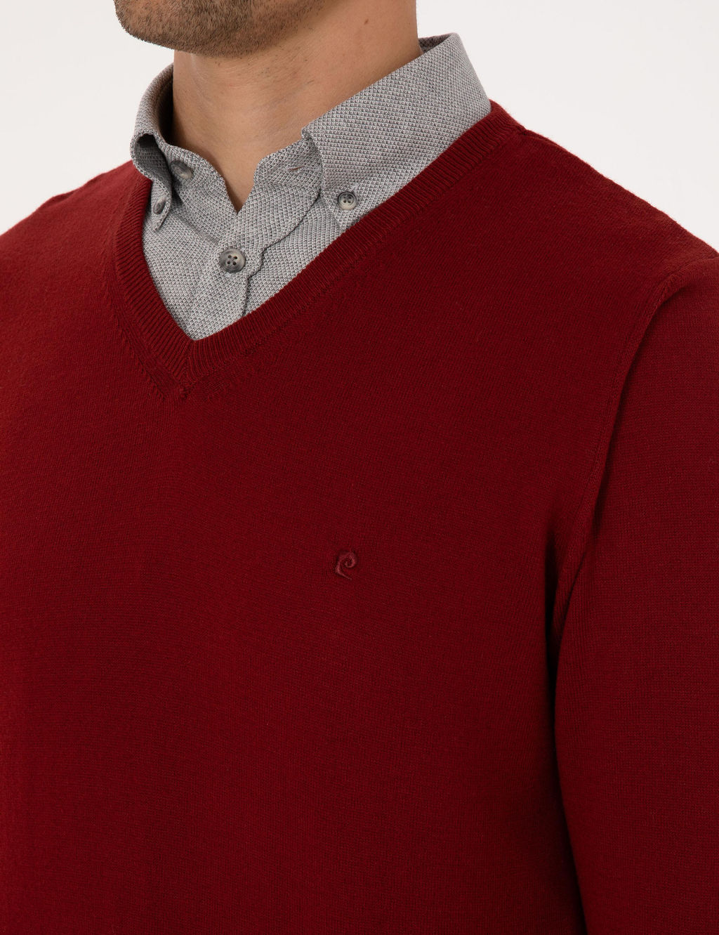 Kiremit Slim Fit V Yaka Basic Triko Kazak - Pierre cardin фото 7