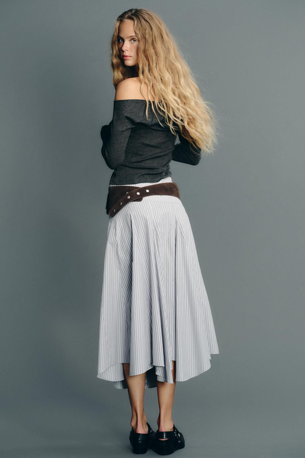 STRIPED MIDI SKIRT - Zara фото 4