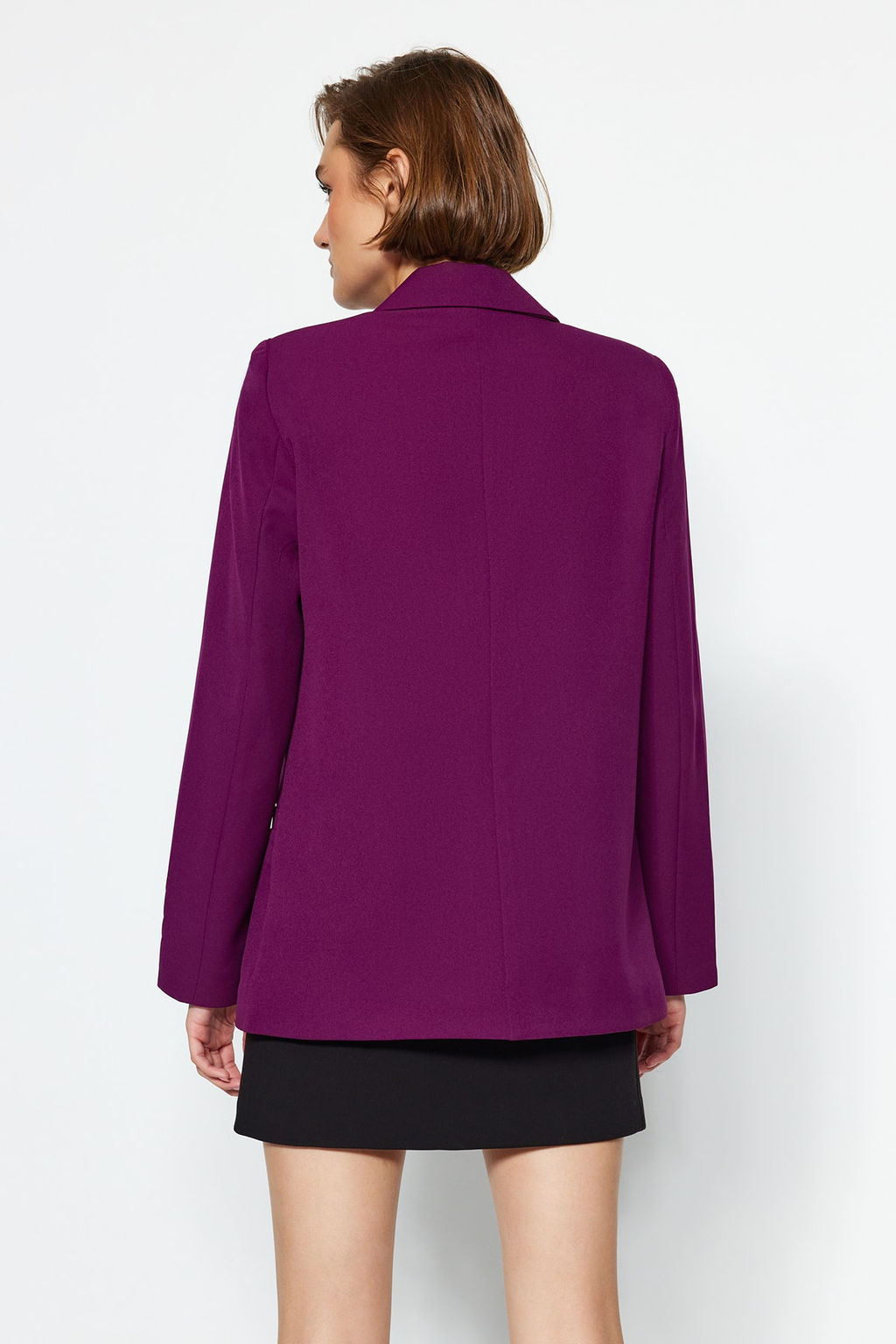 Koyu Mor Regular Astar Detayl? Dokuma Blazer Ceket TWOAW20CE0316