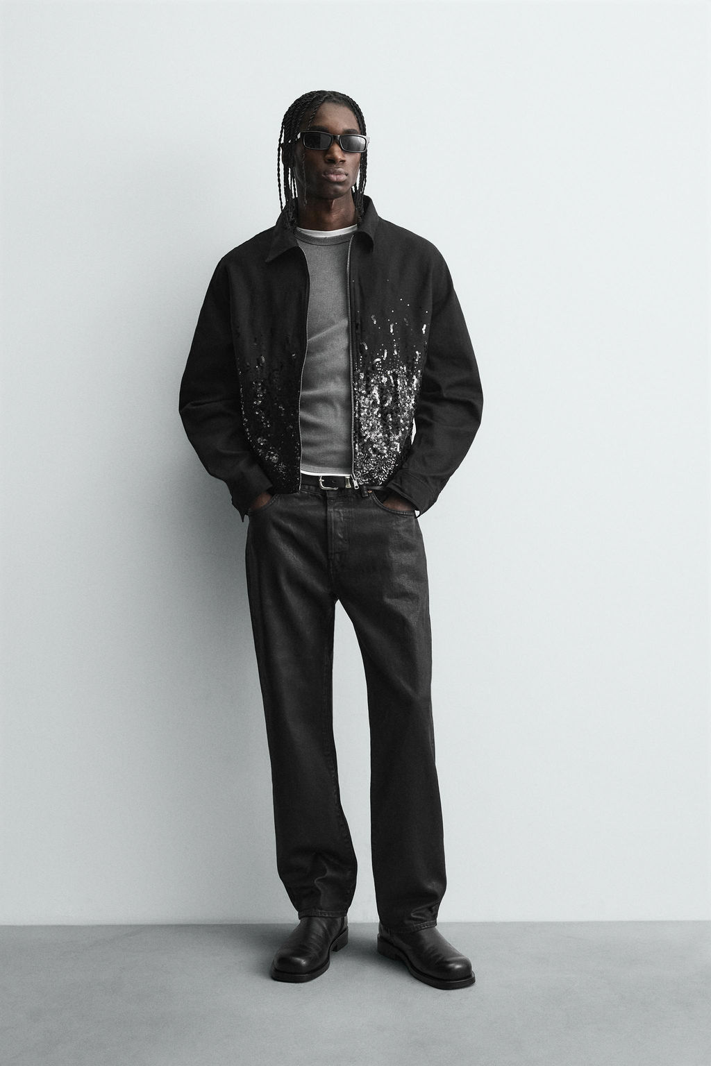 CROPPED FIT SEQUIN JACKET