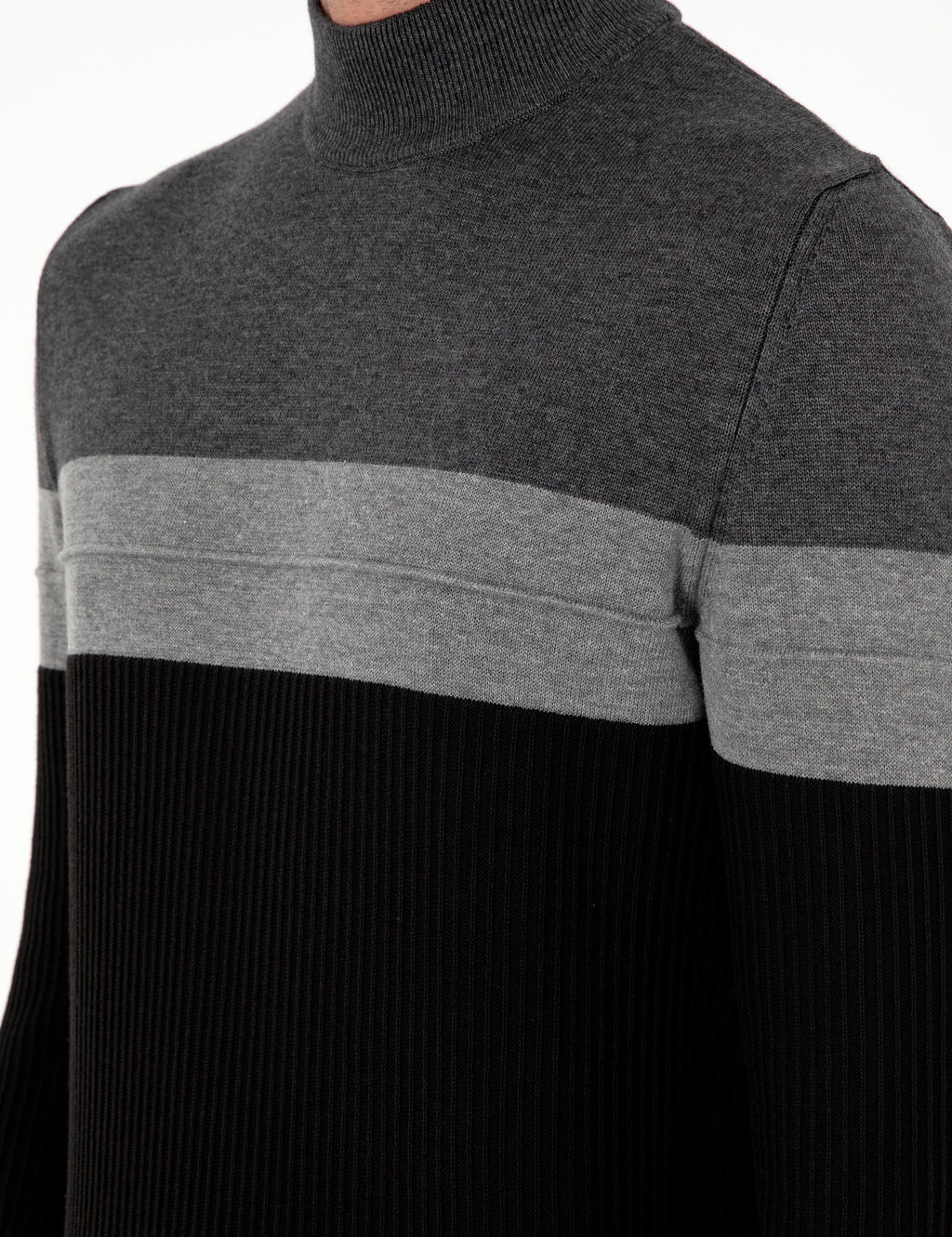 Antrasit Melanj Slim Fit Yar_m Bal_k__ Yaka Triko Kazak - Pierre cardin фото 7