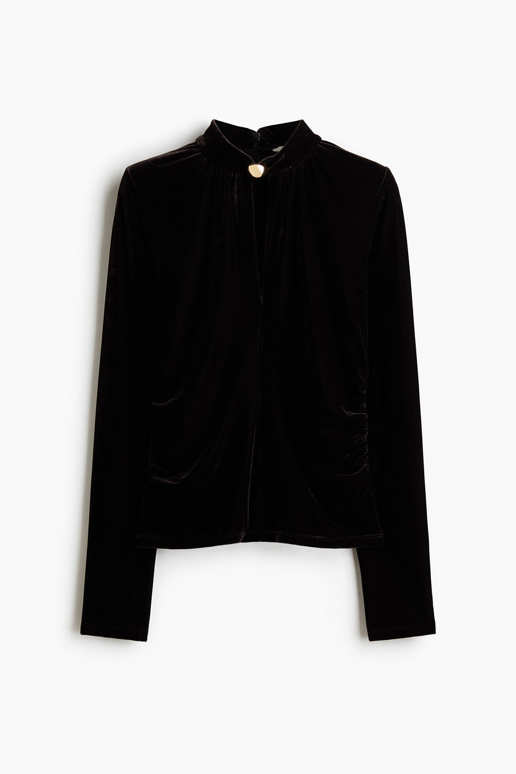 Top de velour con cuello perkins