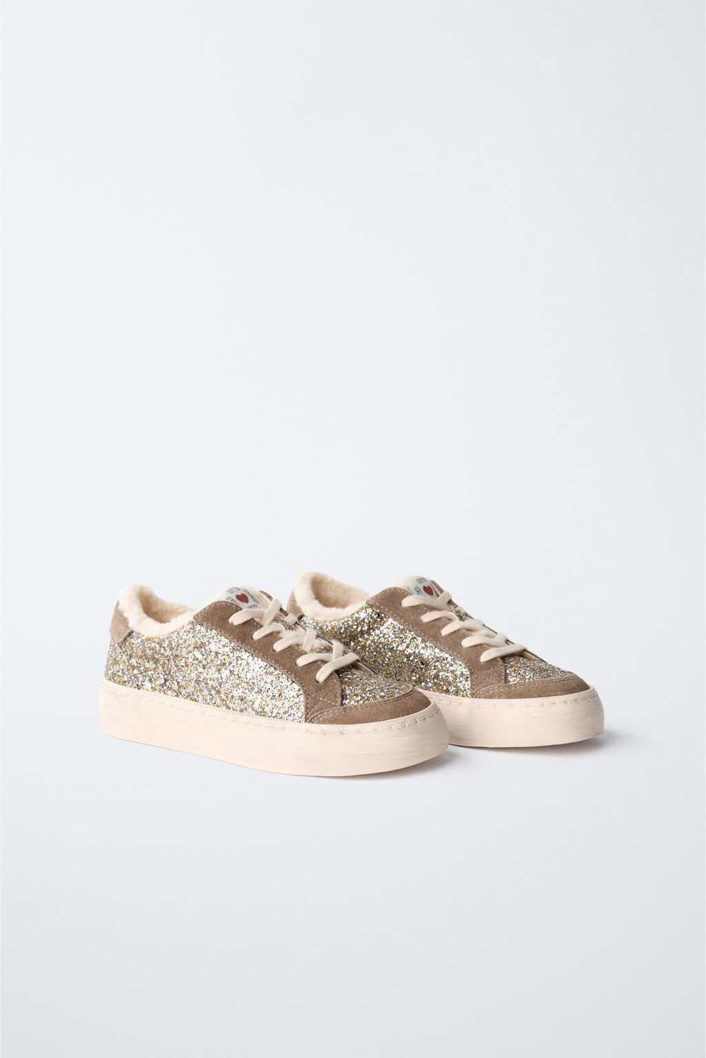 GLITTER FAUX SHEARLING SNEAKERS - Zara фото 2