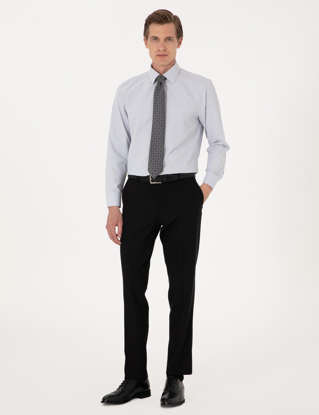 A__k Gri Slim Fit Uzun Kollu Basic G_mlek - Pierre cardin фото 5