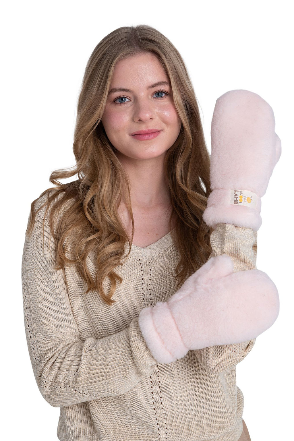 Варежки меховые на резинке ВАНИЛЬ - Woollamb фото 36