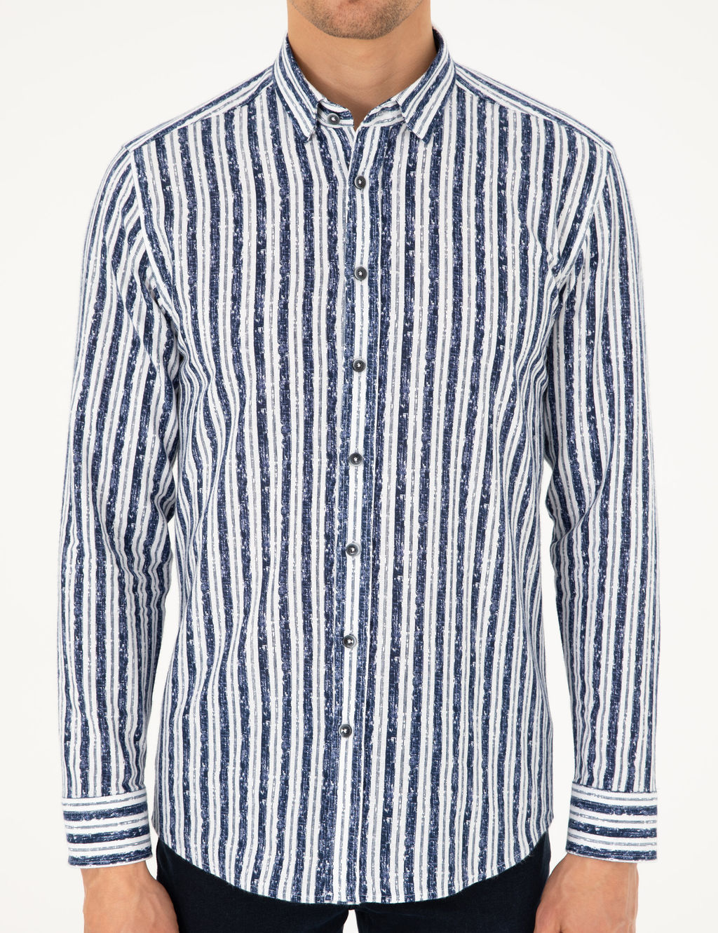 Lacivert Slim Fit Uzun Kollu G_mlek