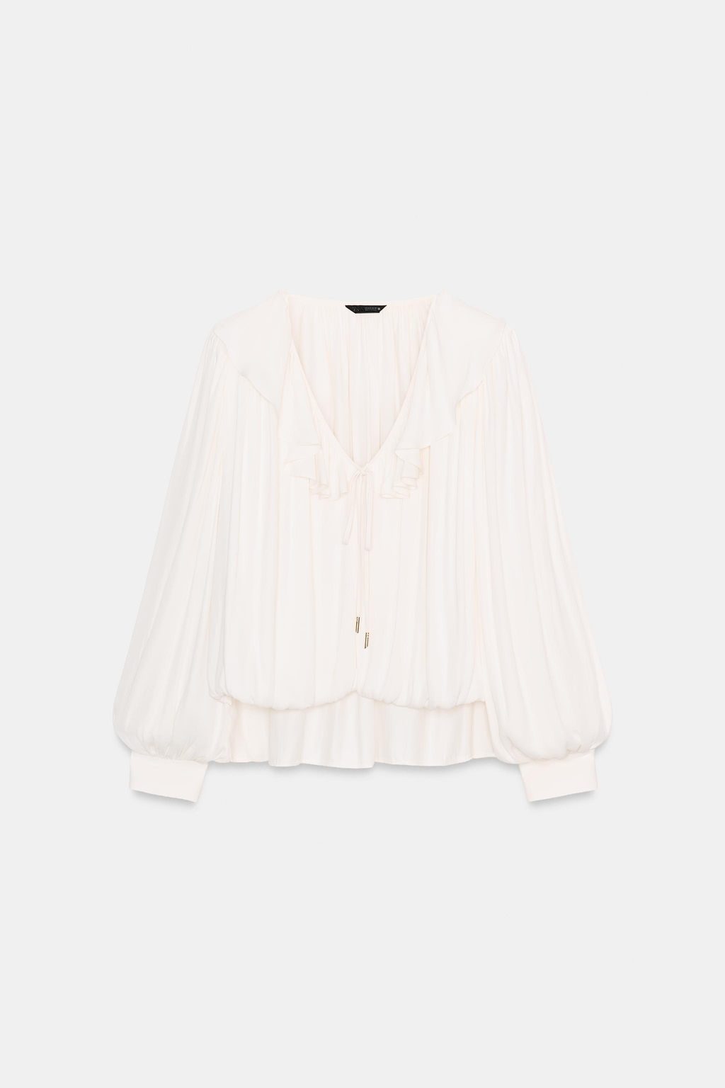 SATIN BLOUSE WITH RUFFLES AND SHOULDER PADS - Zara фото 8