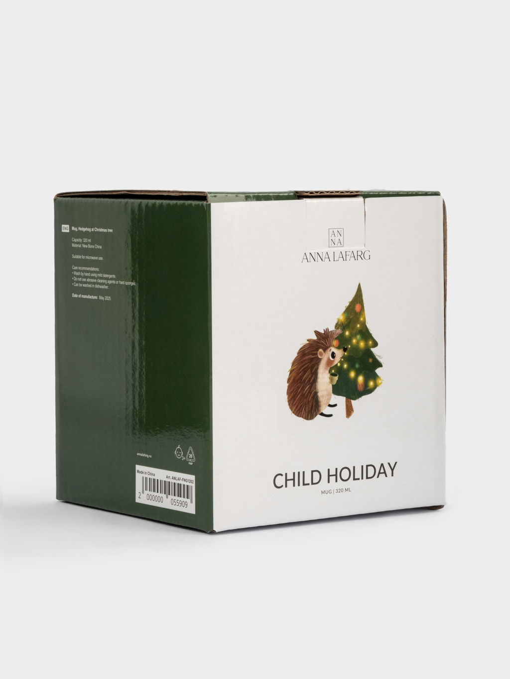Кружка, 320 мл, фарфор N, белая, Ежик у елки, Child holiday - Anna lafarg фото 6