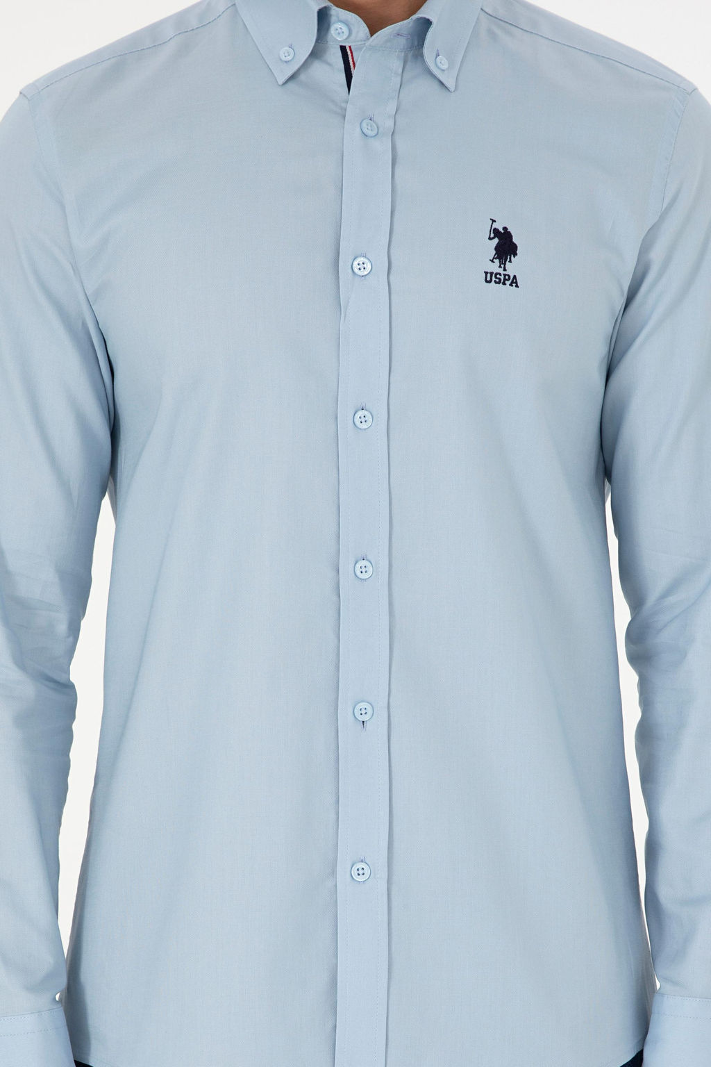 Рубашка мужская U.S. Polo Assn с длинным рукавом голубая  фото 13