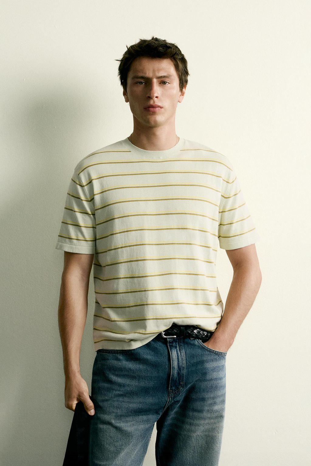 CAMISETA PUNTO REGULAR FIT RAYAS / Verde agua - Zara фото 2