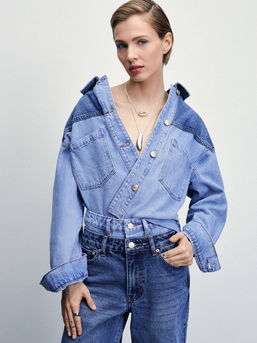 Джинсовая рубашка-пэчворк / Zarina  фото 9