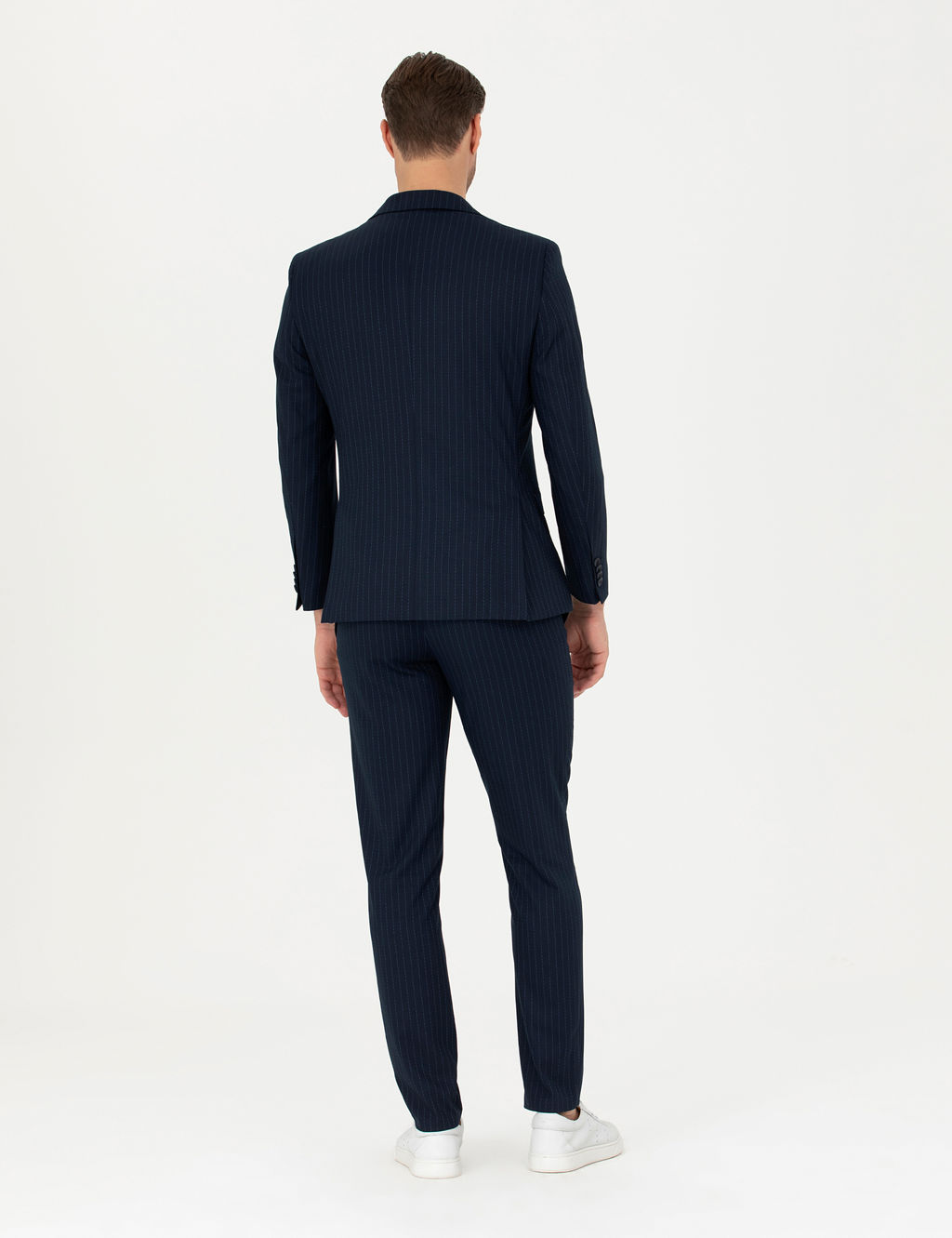 Lacivert Ex. Slim Fit _izgili Tak_m Elbise