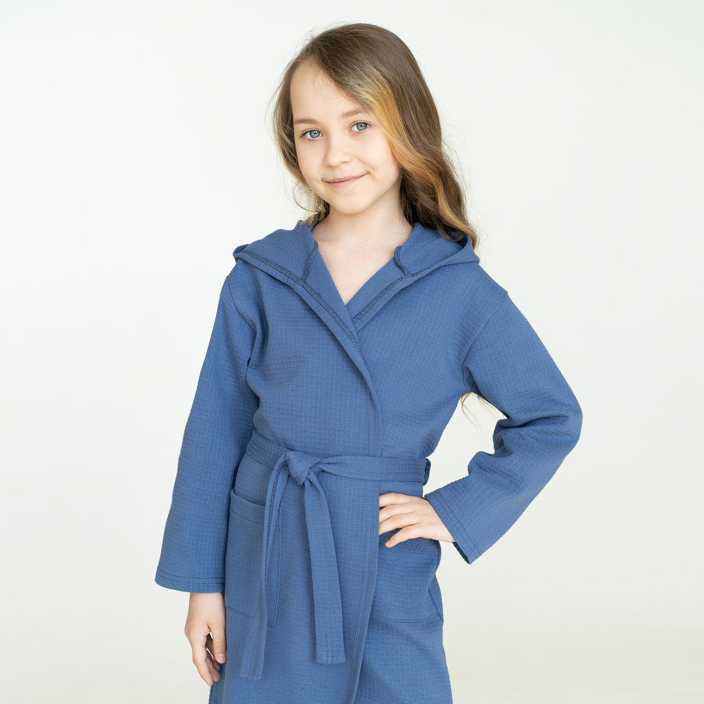 Халат детский вафельный джинс 914 (140, 72)