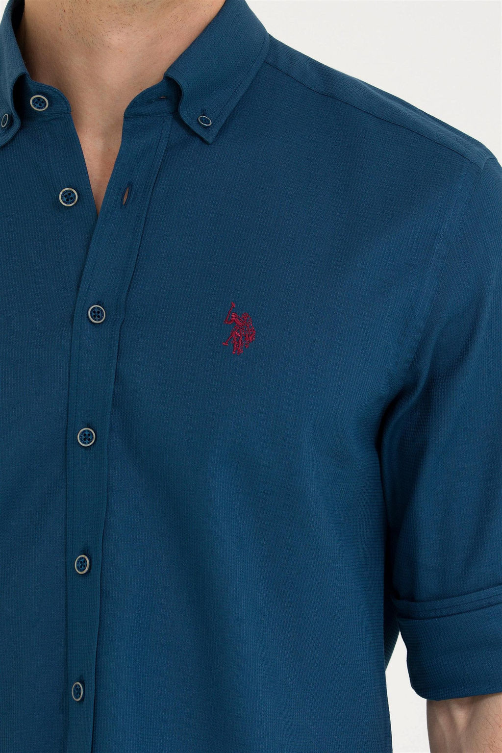 Мужская темно-синяя рубашка с длинным рукавом - U.s. polo assn фото 7