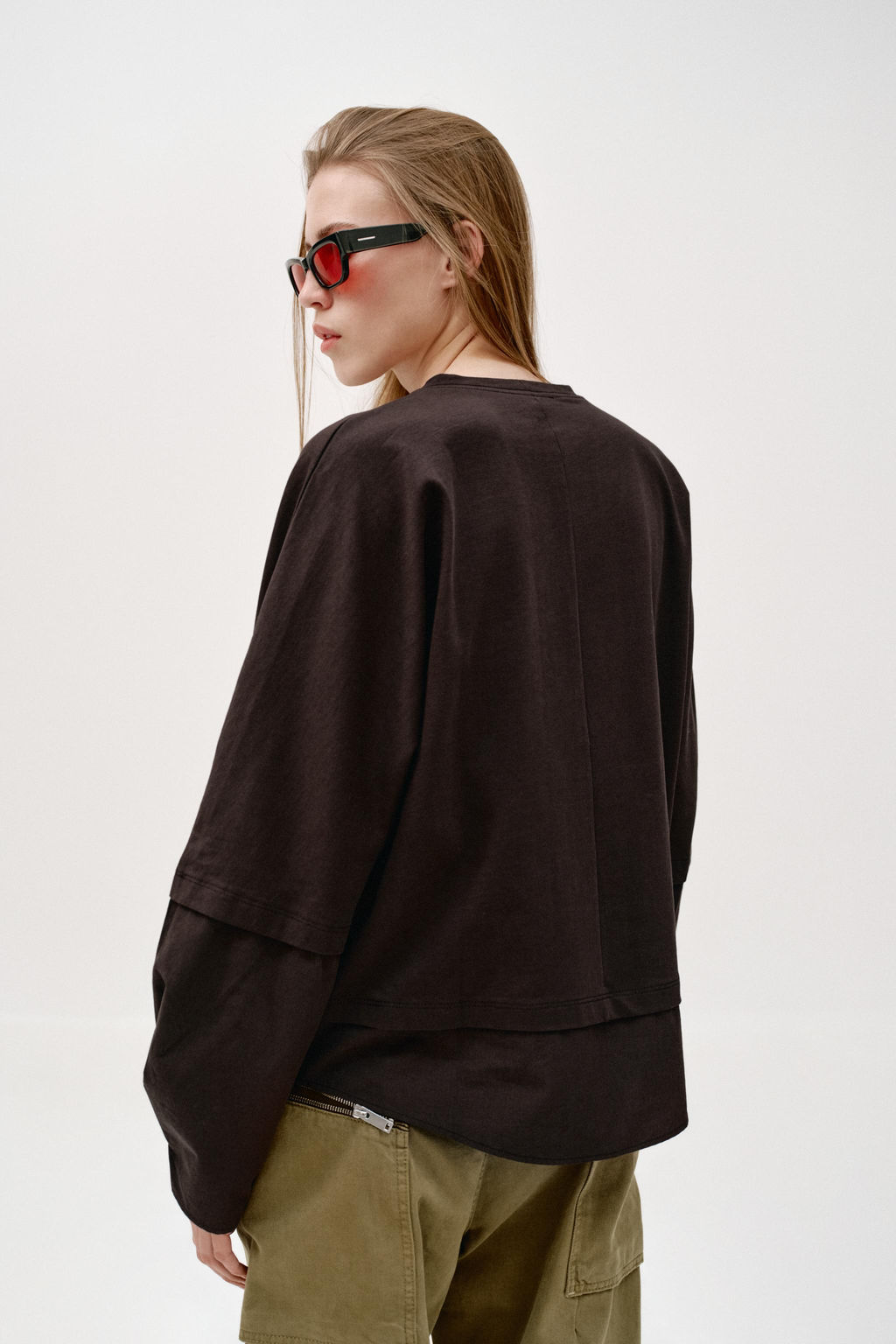 CAMISETA COMBINADA POPEL?N / Marr?n chocolate - Zara фото 6