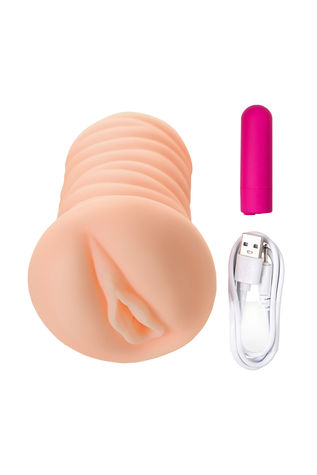 Мастурбатор реалистичный с вибрацией KOKOS Three Sisters Nymph, TPR, телесный, 18 см  фото 7