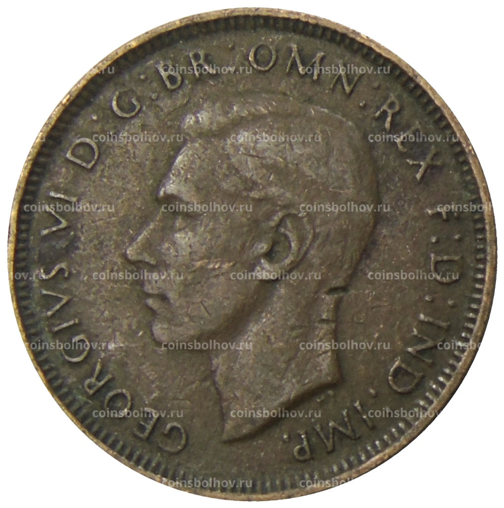 Монета 1/2 пенни 1938 года Австралия