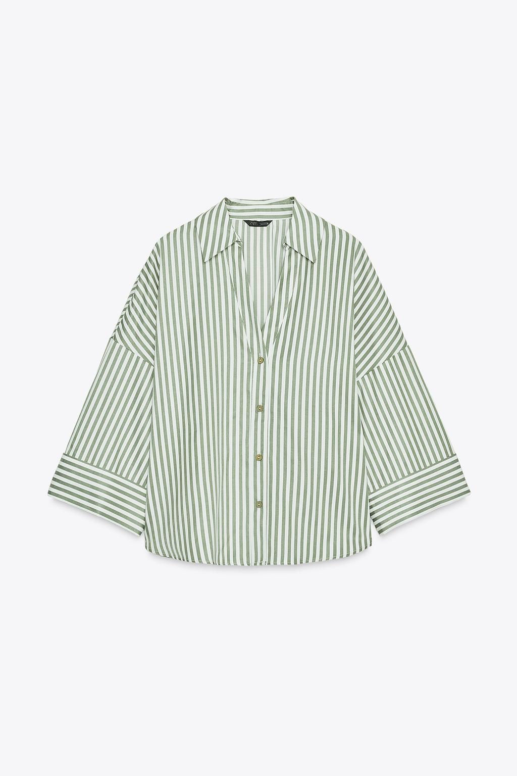 STRIPED SHIRT WITH TURN-UP SLEEVES - Zara фото 6