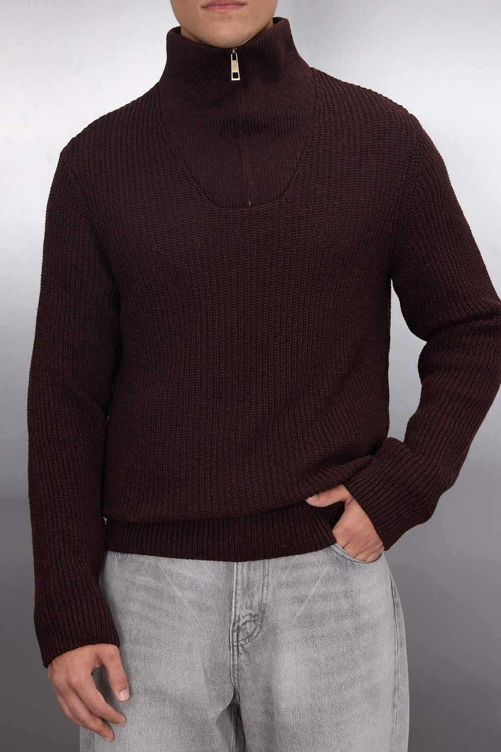 TRENDYOL MAN Ekru Regular Fit Yunlu Fermuarl? Bal?kc? Yaka Triko Kazak TMNAW22KZ0347 - Trendyolmilla фото 70