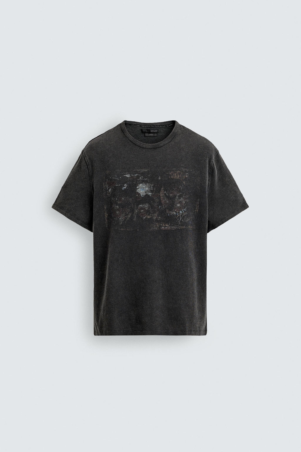 CAMISETA PUNTO ESTAMPADO LAVADO / Negro - Zara фото 7