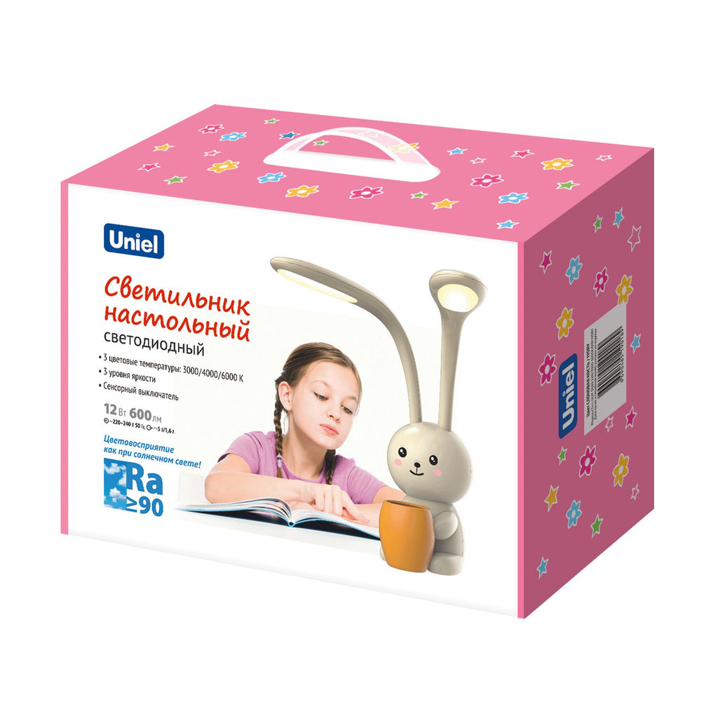 ULM-D160 12W/3000-6000K/DIM IVORY Светильник настольный светодиодный Заяц, с подставкой под канцелярские принадлежности. Сенсорный выключатель. Диммер. Слоновая кость. TM Uniel - Volpe фото 13