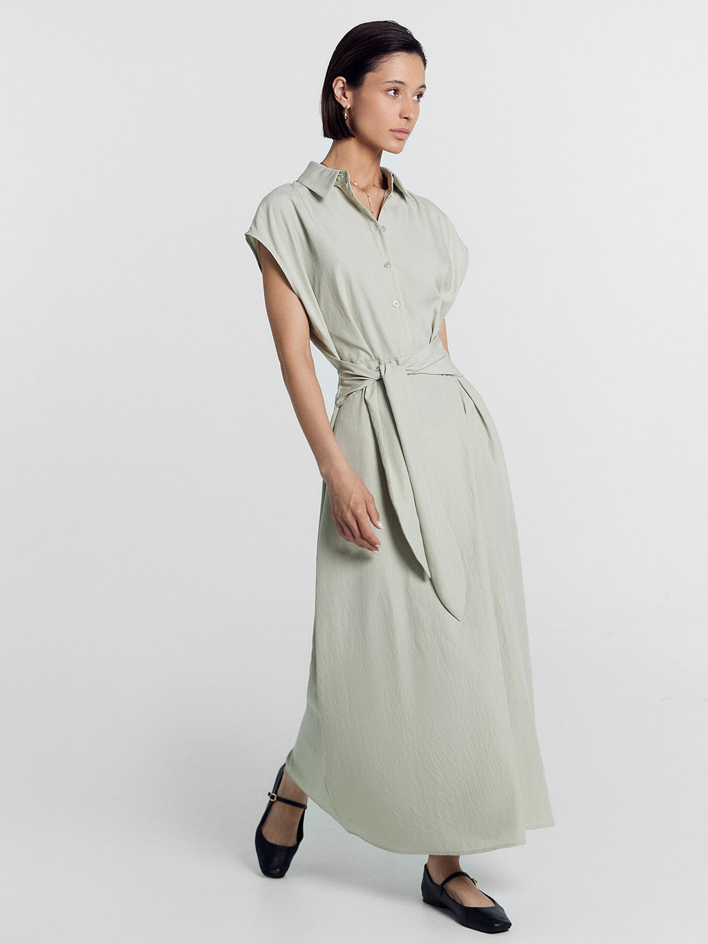 Платье женское в пыльно-зеленом оттенке зеленый минерал 152647