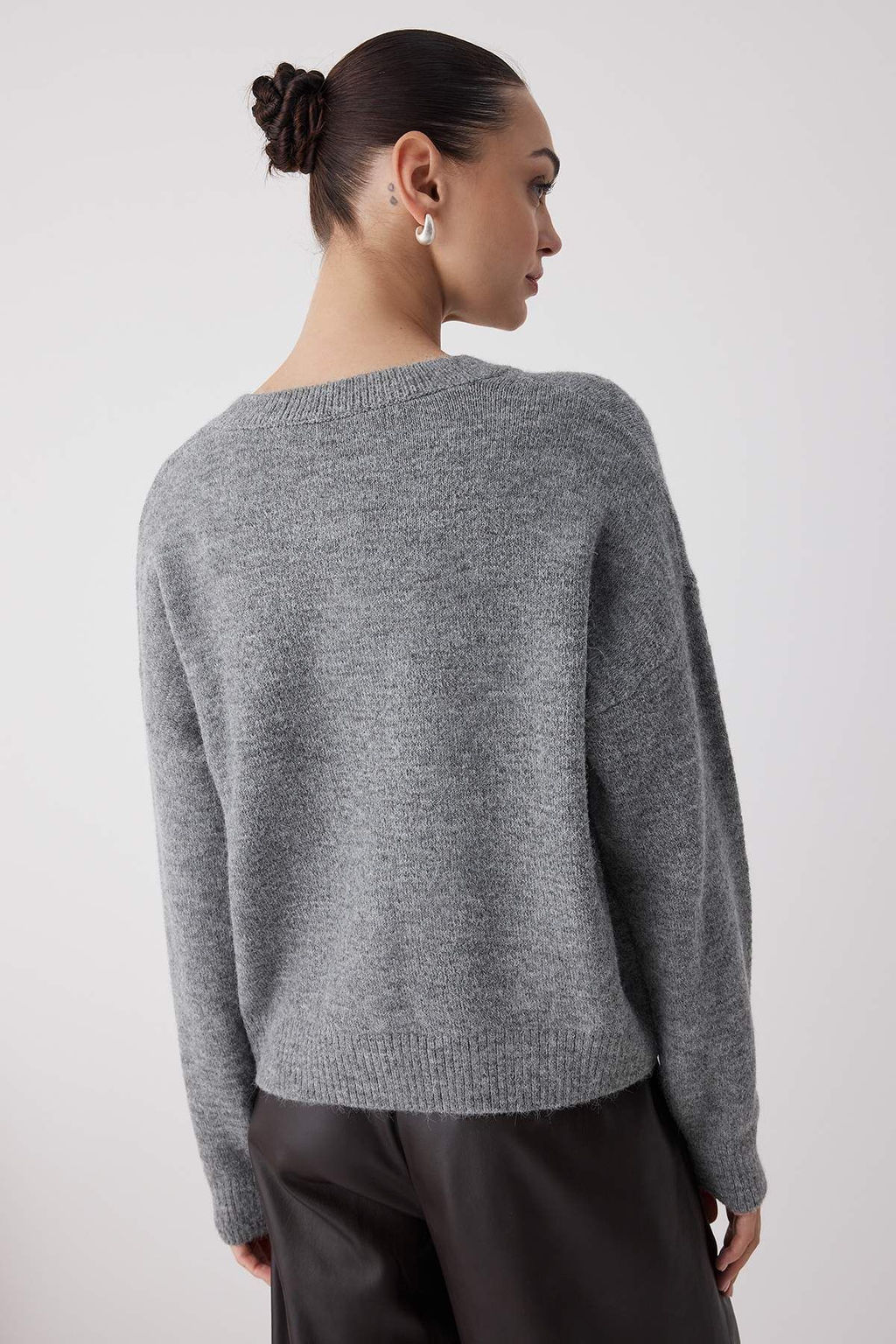 Wardrobe Essentials Antrasit Alpaka Yunu Kar?s?ml? Genis Kal?p Triko H?rka | TWOAW26HI00089