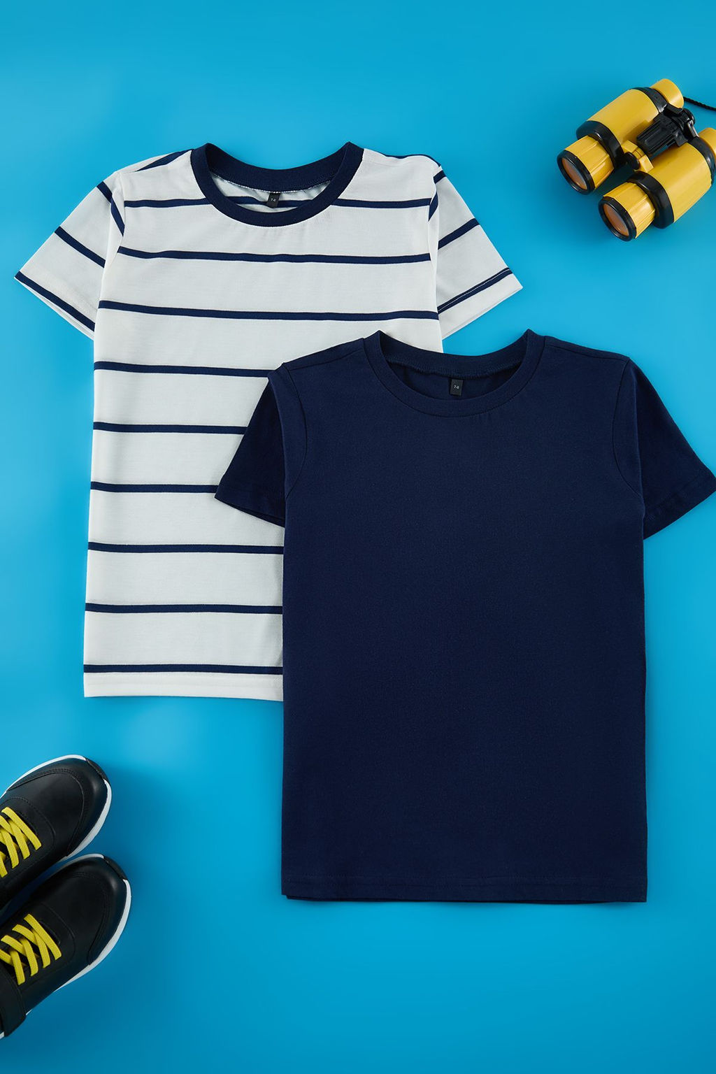 Antrasit-Ekru 2li Erkek Cocuk Basic-Cizgili Regular Kal?p K?sa Kol Orme T-Shirt TKDSS25TS00025 - Trendyolmilla фото 4